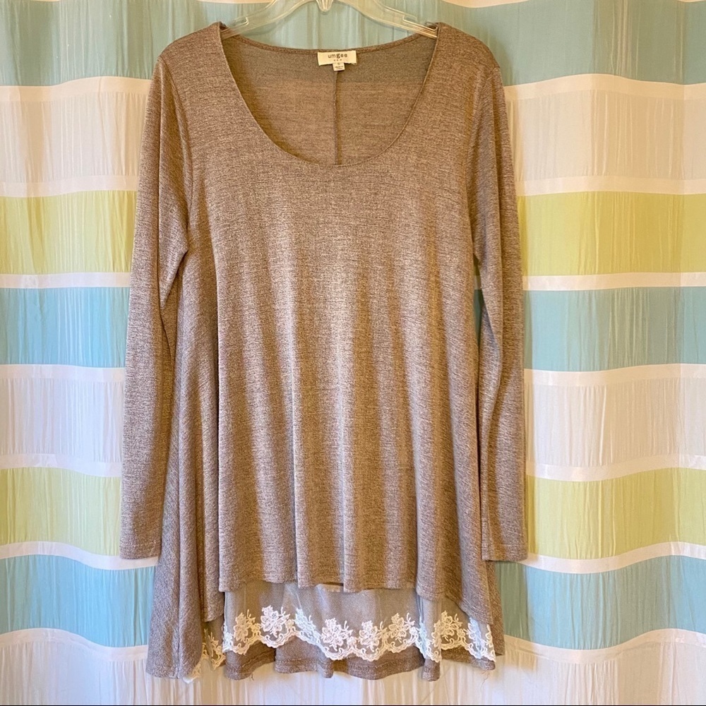 Umgee Shirt Dress Long Sleeve Cream Lace Sz Small